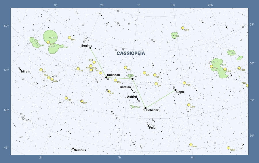 Map of the Constellation Cassiopeia